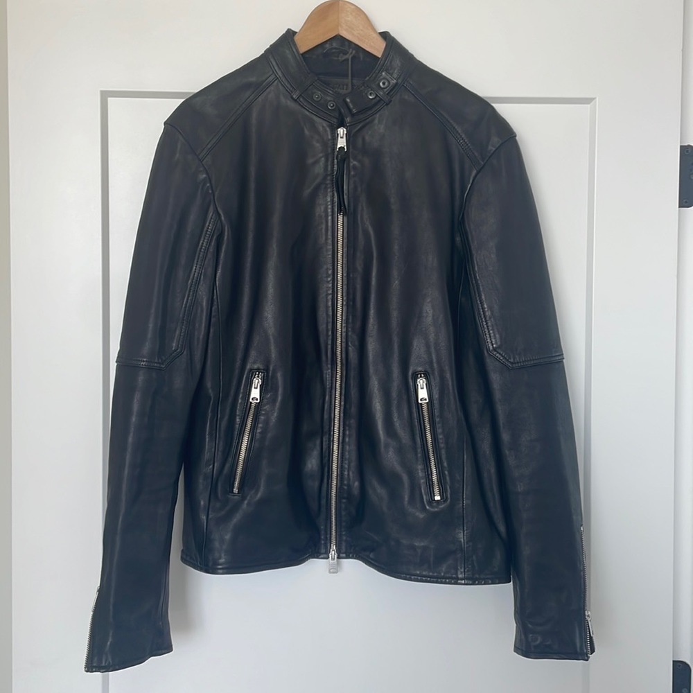 NWT Men’s All Saints Black Leather Cora Jacket